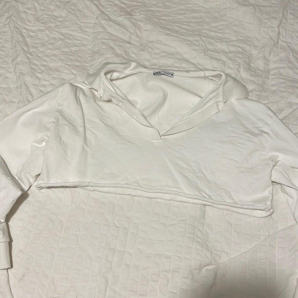 Long sleeve white cropped top - Picture 1 of 2